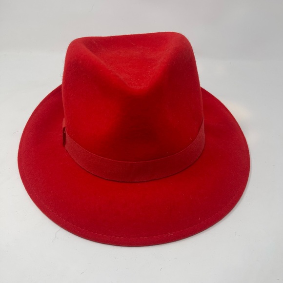 Vintage 100% Wool Red Fedora Hat | Classic Wide Brim | Statement Winter Hat - Picture 3 of 8